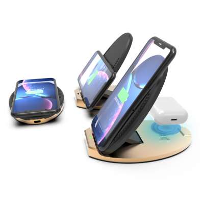 Desktop 15W Wireless Charger 2 in 1 mobile phone and earphone charging stand folding wireless charging pad