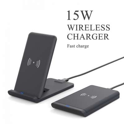 Factory hot selling 15W faster wireless charging pad foldable charging stand 3 coils QI wireless charger